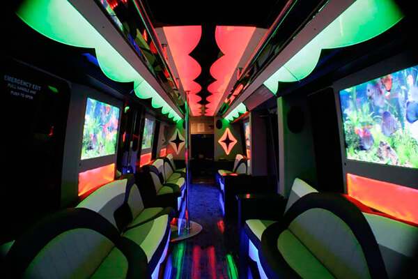 Megabus interior with leather seats
