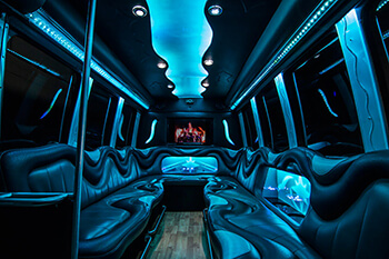 plush seating on limo bus