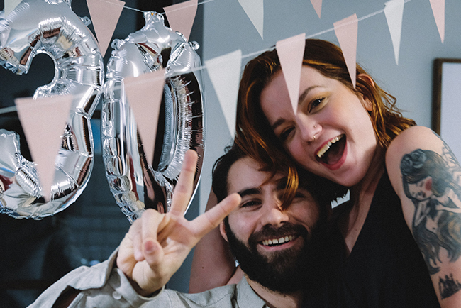 couple celebrating a birthday party