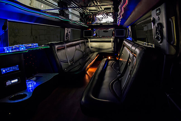 built-in bars on limo